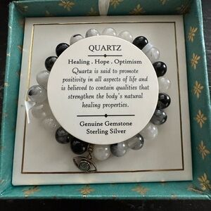 Shivam Quartz Sterling Silver Bracelet with Black and White Gemstones